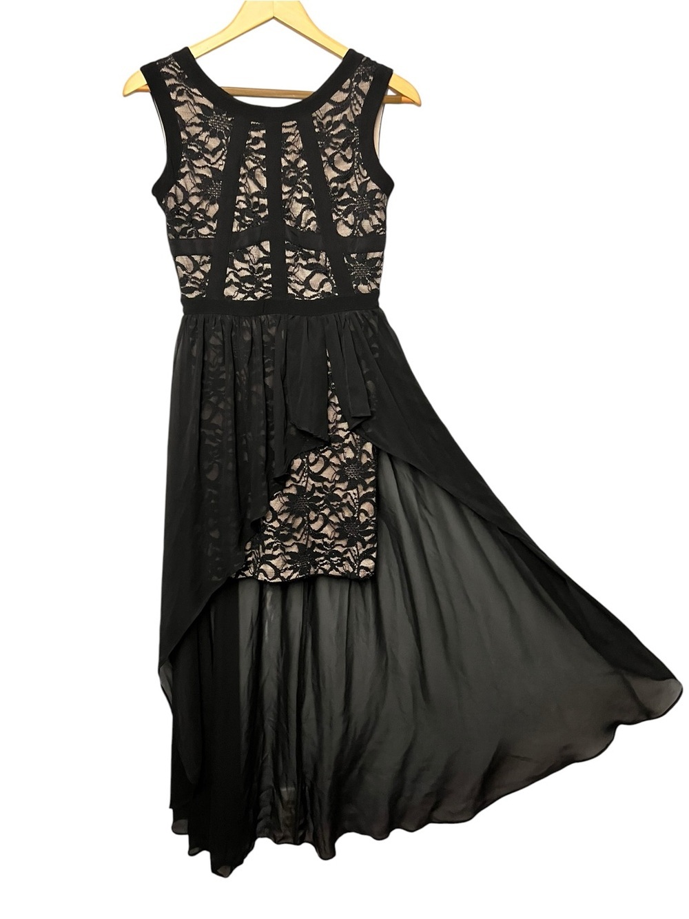 Lace Coquette Homecoming Formal Black Hi-Lo Dress 5 / 6 Goth Witchy Vampy Glam